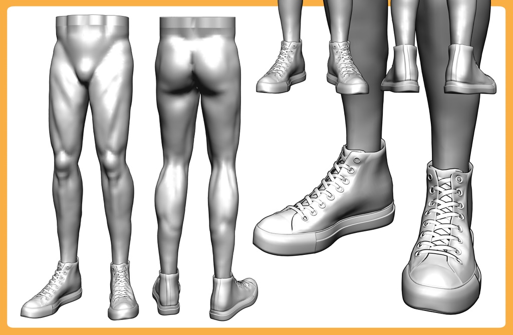 キャンバススニーカー+男性下半身