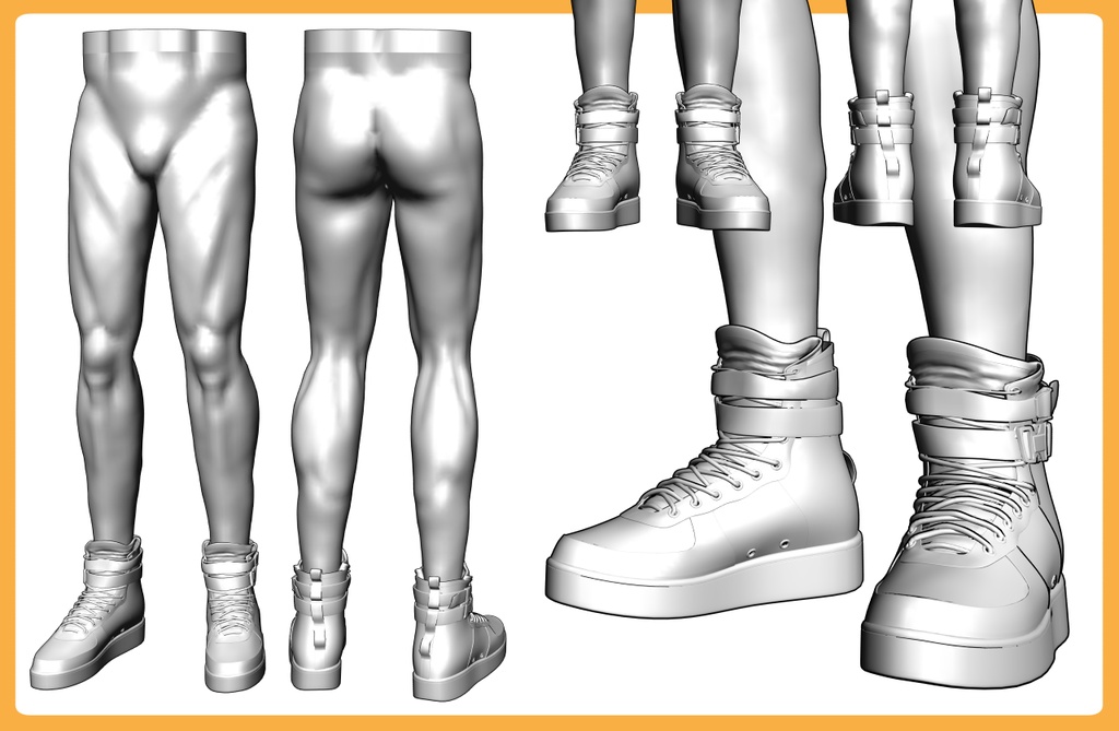 ハイカットスニーカー+男性下半身