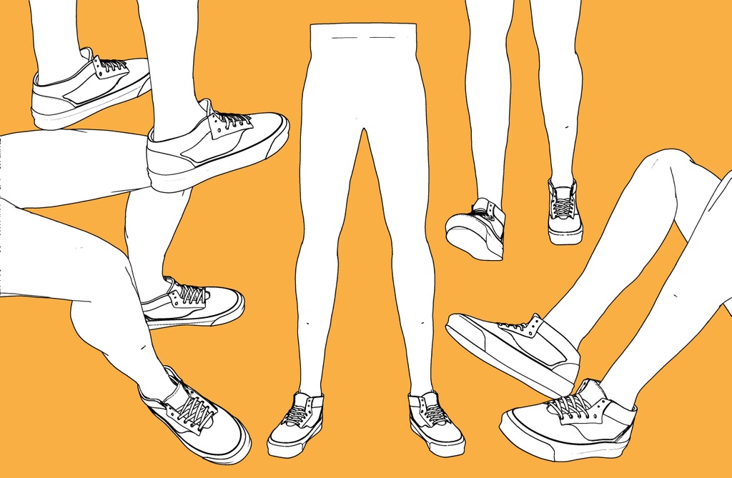 ミドルカットスニーカー2+男性下半身