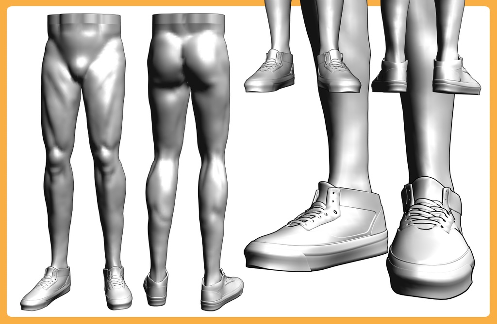 ミドルカットスニーカー2+男性下半身