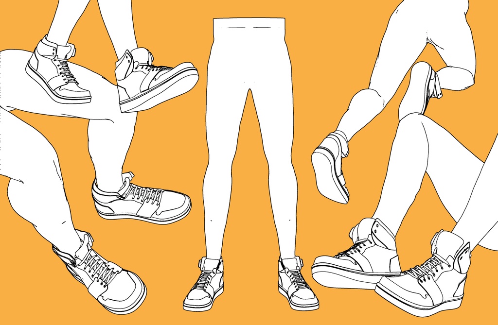 バスケットシューズ+男性下半身