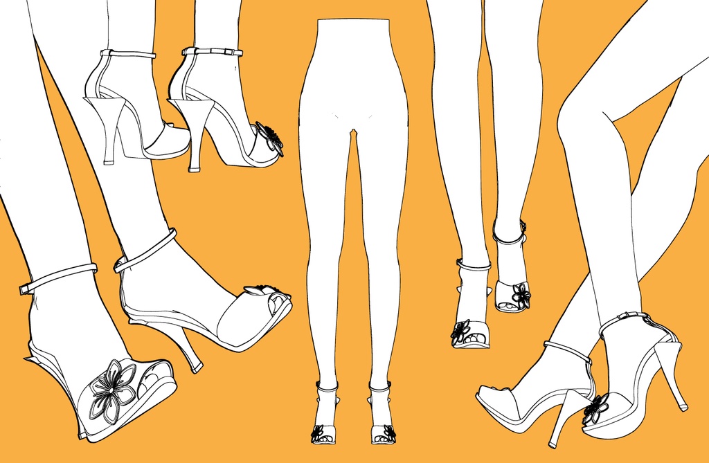 ハイヒールサンダル+下半身