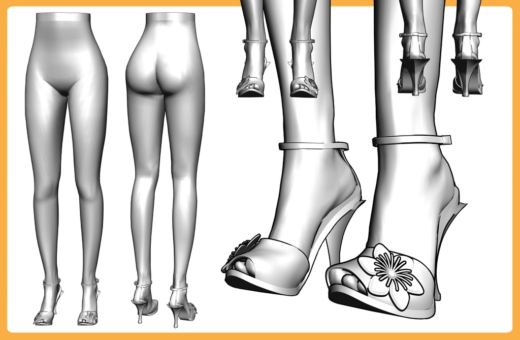 ハイヒールサンダル+下半身