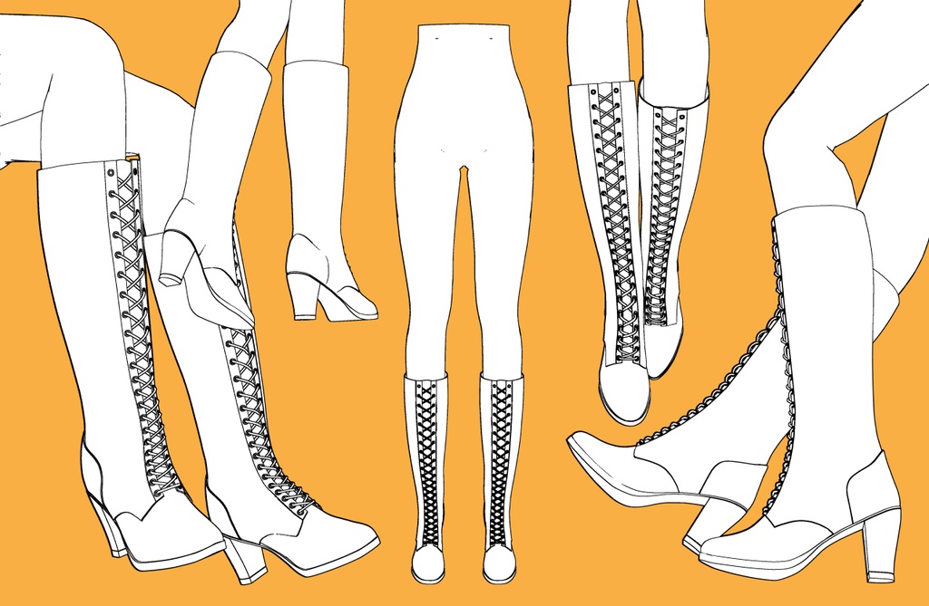 レースアップブーツ ロング+下半身