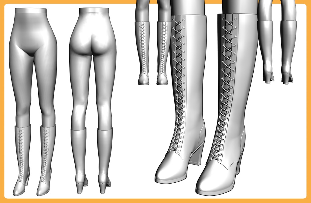 レースアップブーツ ロング+下半身