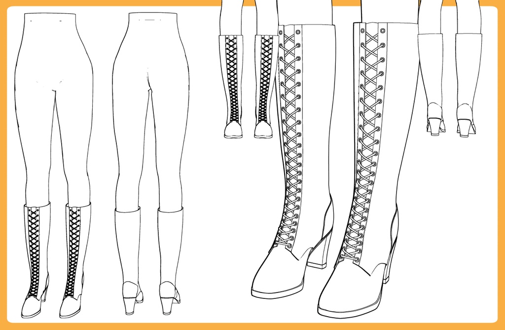 レースアップブーツ ロング+下半身