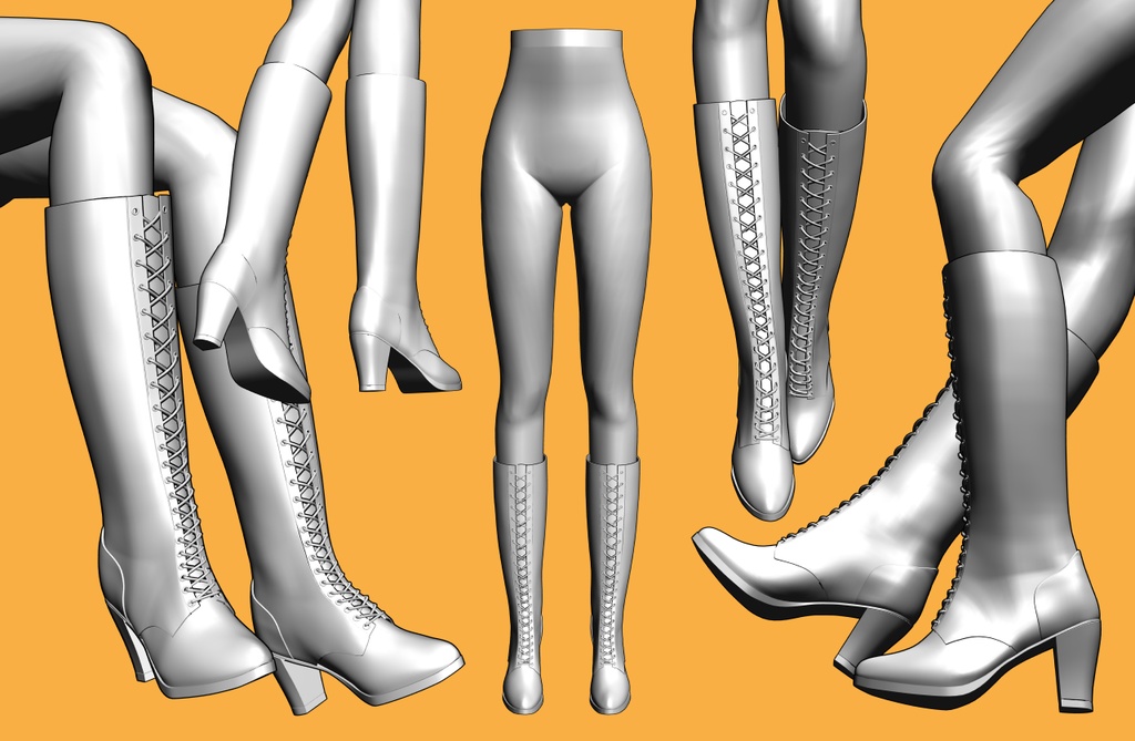 レースアップブーツ ロング+下半身