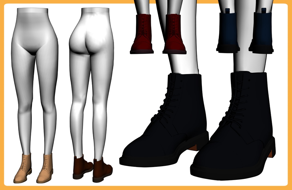 レースアップブーツ ストレートチップ+下半身