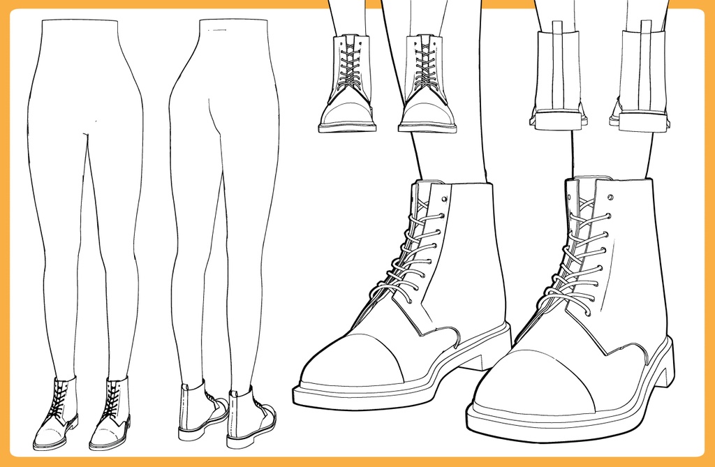 レースアップブーツ ストレートチップ+下半身
