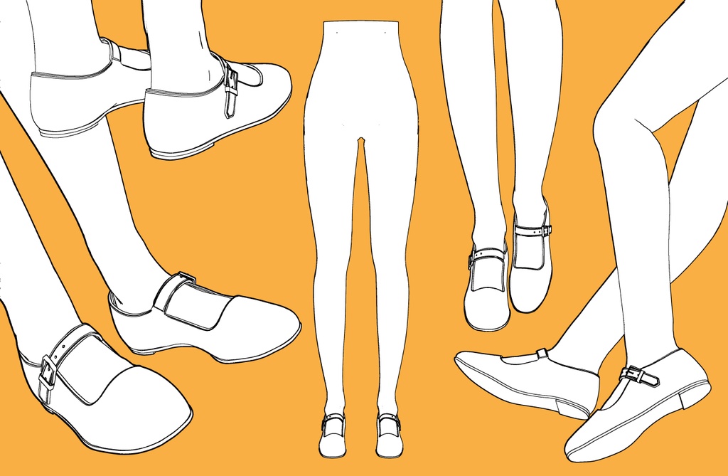 フラットシューズ+下半身