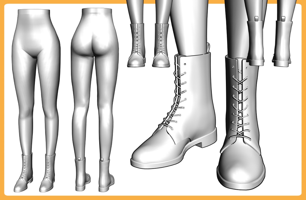 レースアップブーツ+下半身