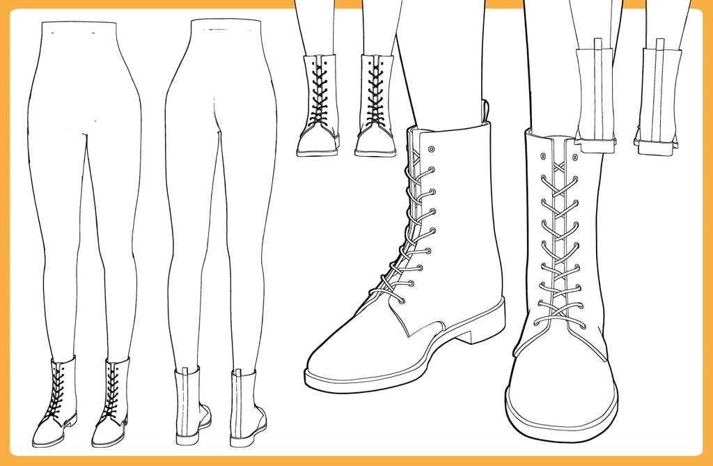 レースアップブーツ+下半身