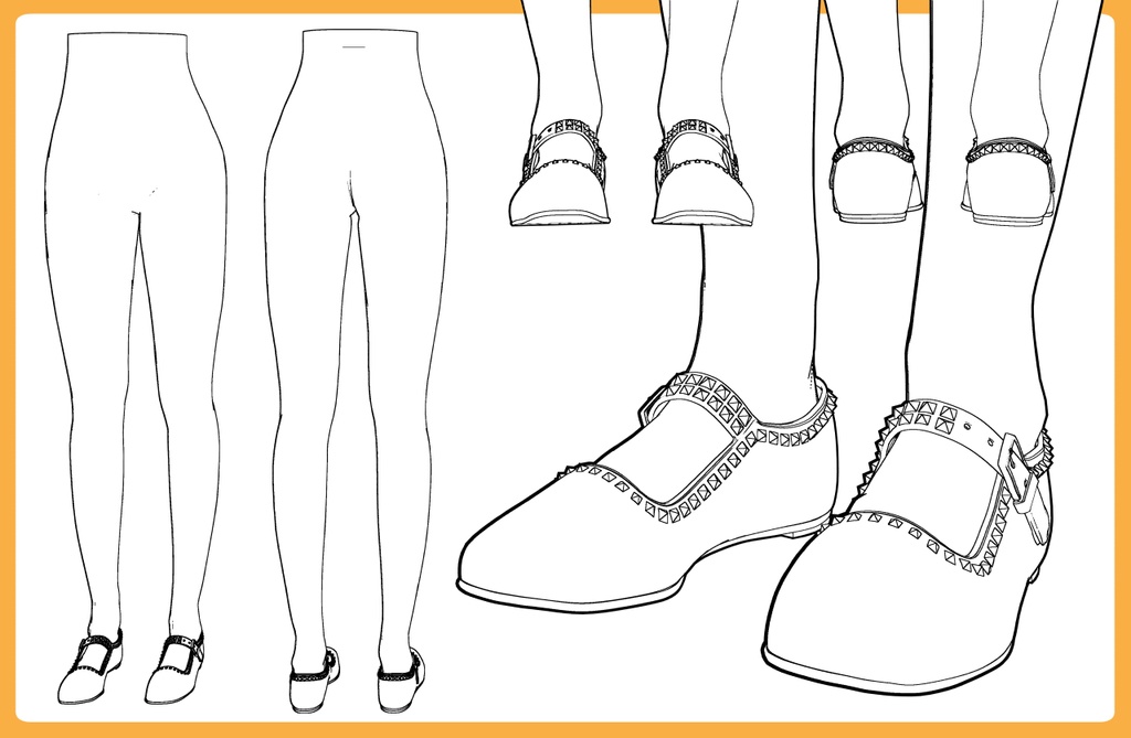 フラットシューズ スタッズ+下半身