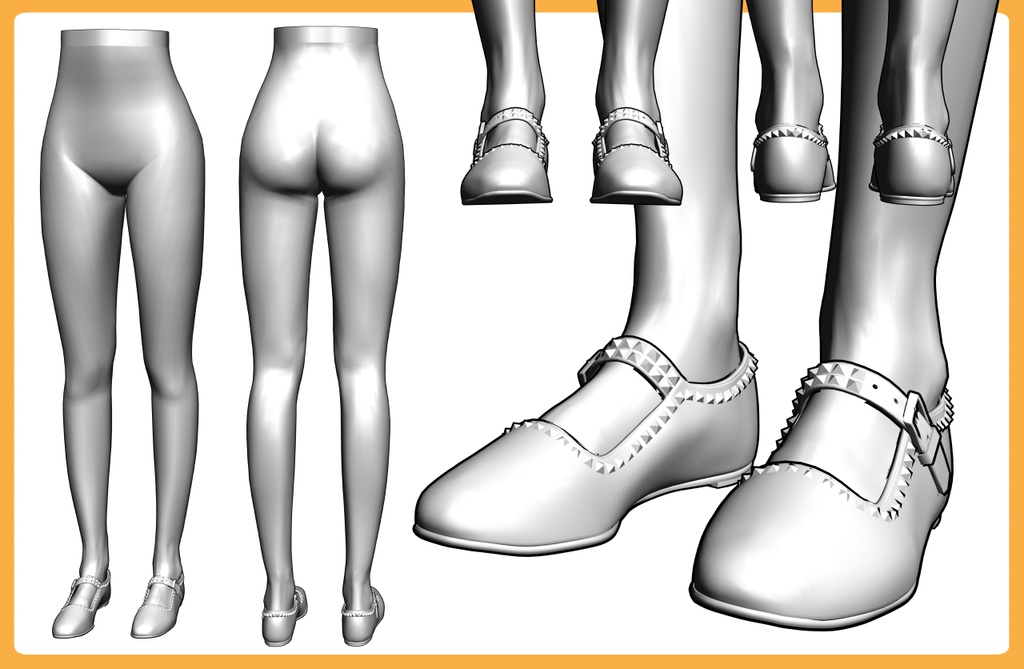 フラットシューズ スタッズ+下半身