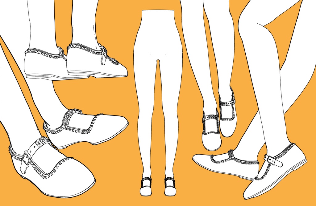 フラットシューズ スタッズ+下半身