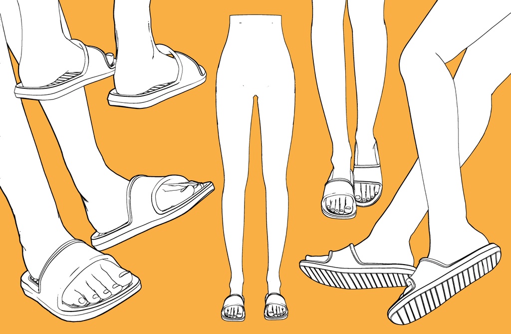 シャワーサンダル+下半身