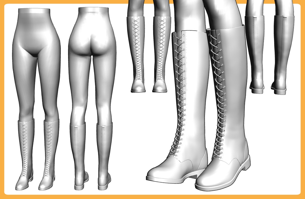 レースアップブーツ ロング2+下半身