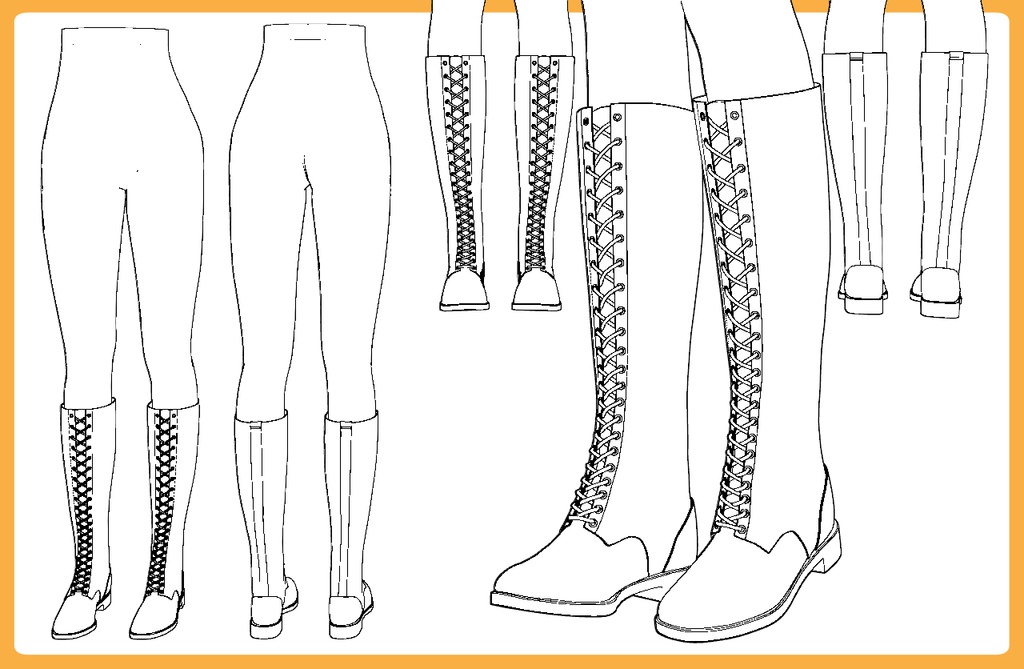 レースアップブーツ ロング2+下半身