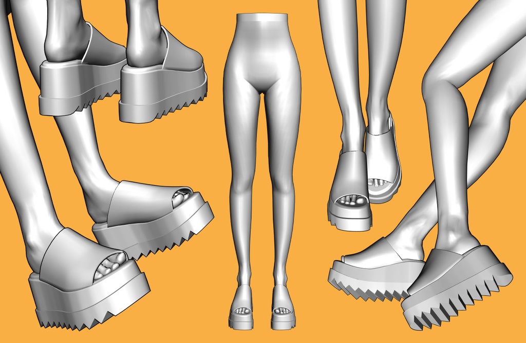 ボリュームソールサンダル4+下半身