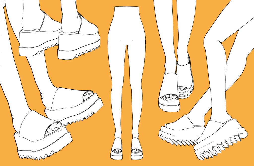 ボリュームソールサンダル4+下半身