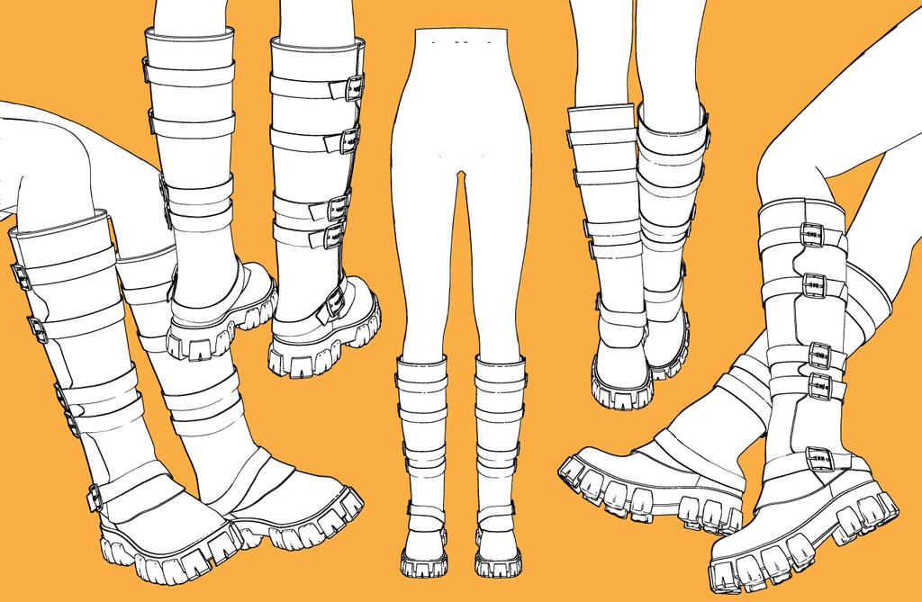 ロングブーツ バックル+下半身