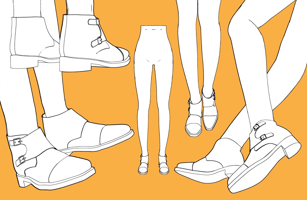 ダブルバックルブーツ+下半身