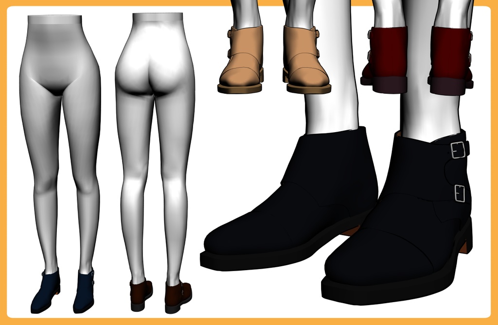 ダブルバックルブーツ+下半身