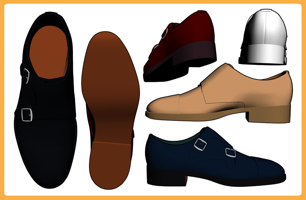 レザーシューズ ダブルモンクストラップ