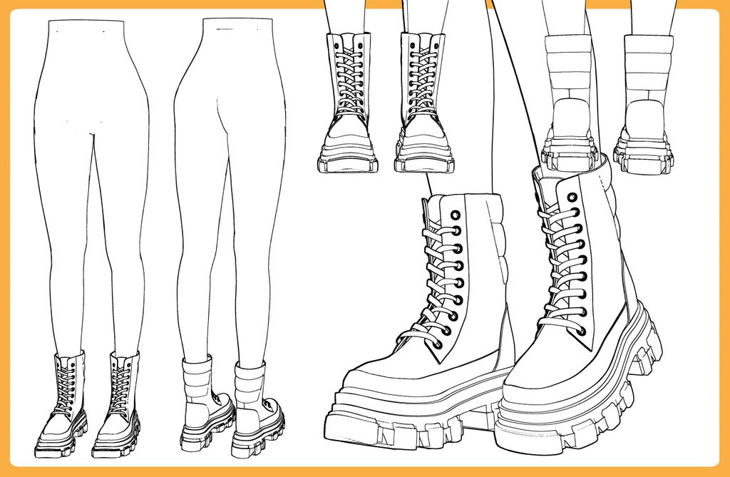 レースアップブーツ 厚底3+下半身