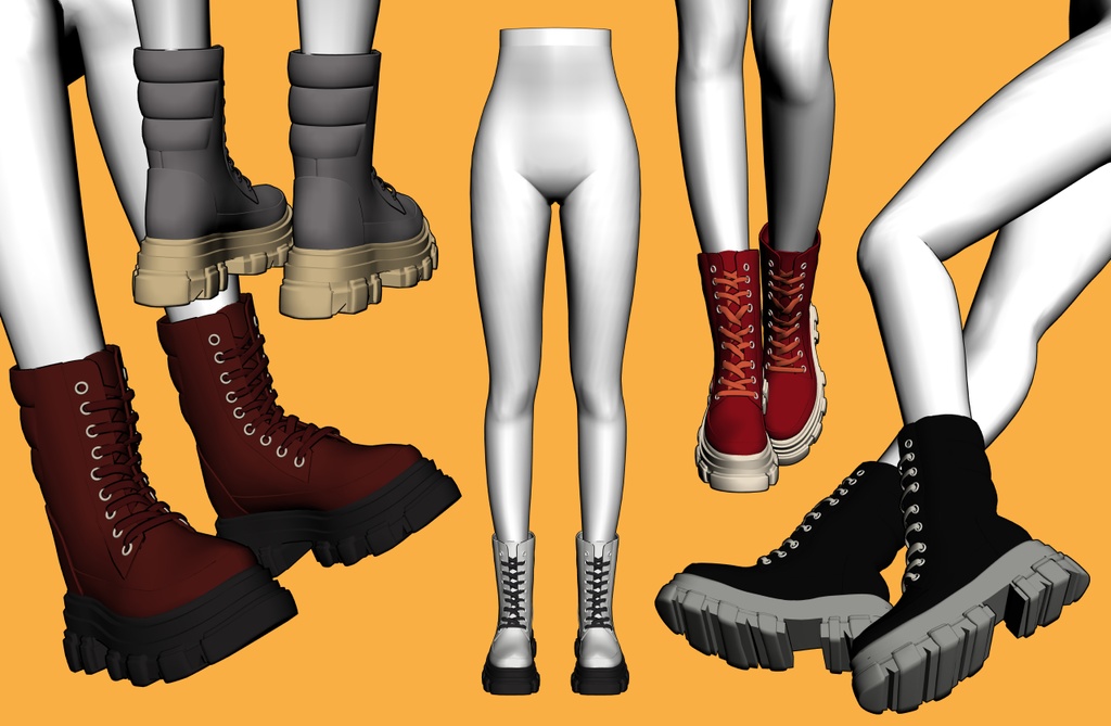 レースアップブーツ 厚底3+下半身