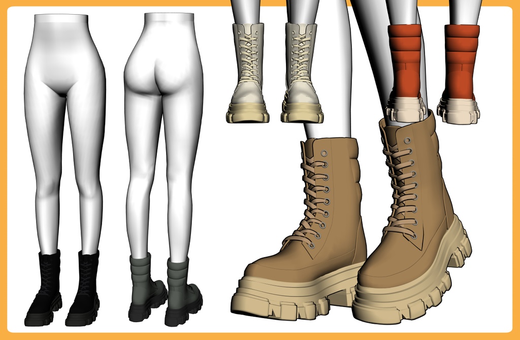 レースアップブーツ 厚底3+下半身