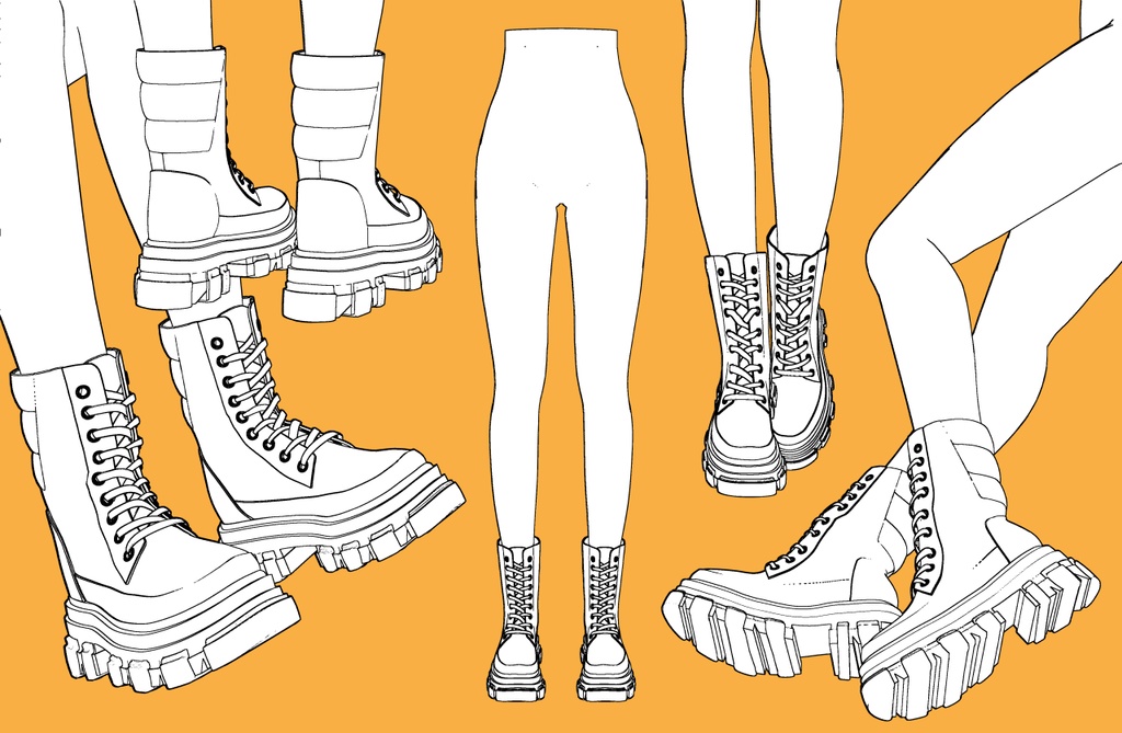 レースアップブーツ 厚底3+下半身