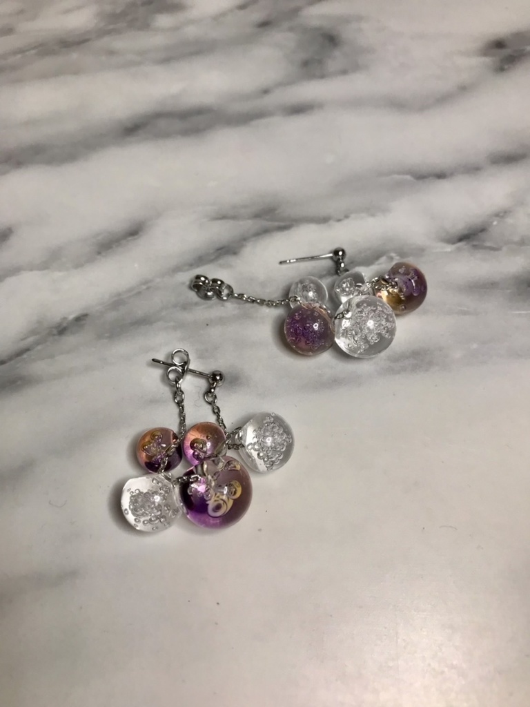 バブル キャッチピアス(チタンポストキャッチ、イヤリング交換対応)