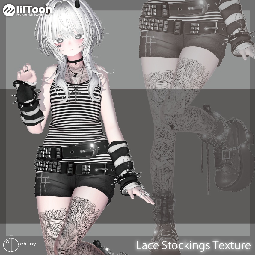 【liltoon】 レースのストッキング Lace Stockings Texture