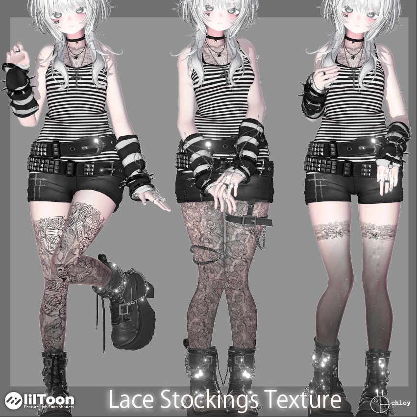 【liltoon】 レースのストッキング Lace Stockings Texture