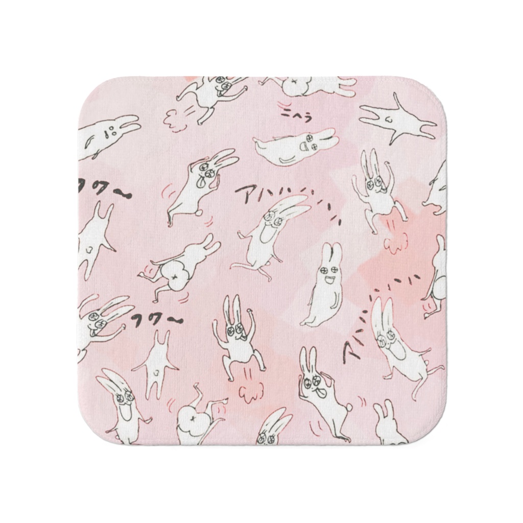 ハンドタオル（虹飛びウサちゃん桃）