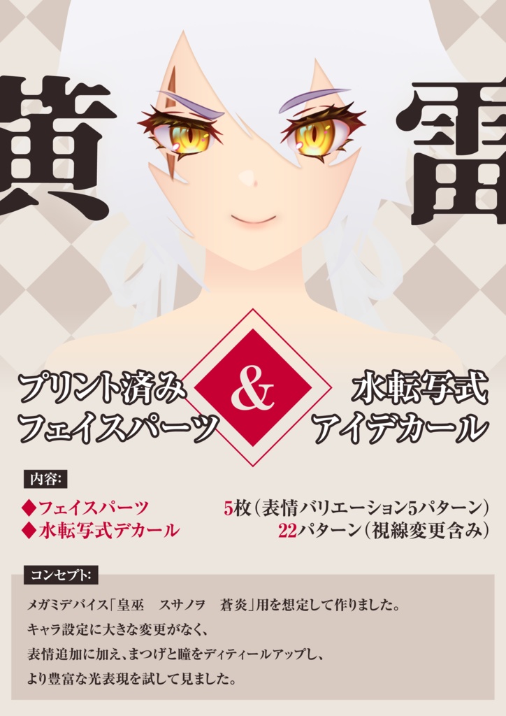 追加生産中 1/12スケール美少女プラモデル汎用アイデカール「黄雷(こうらい)」