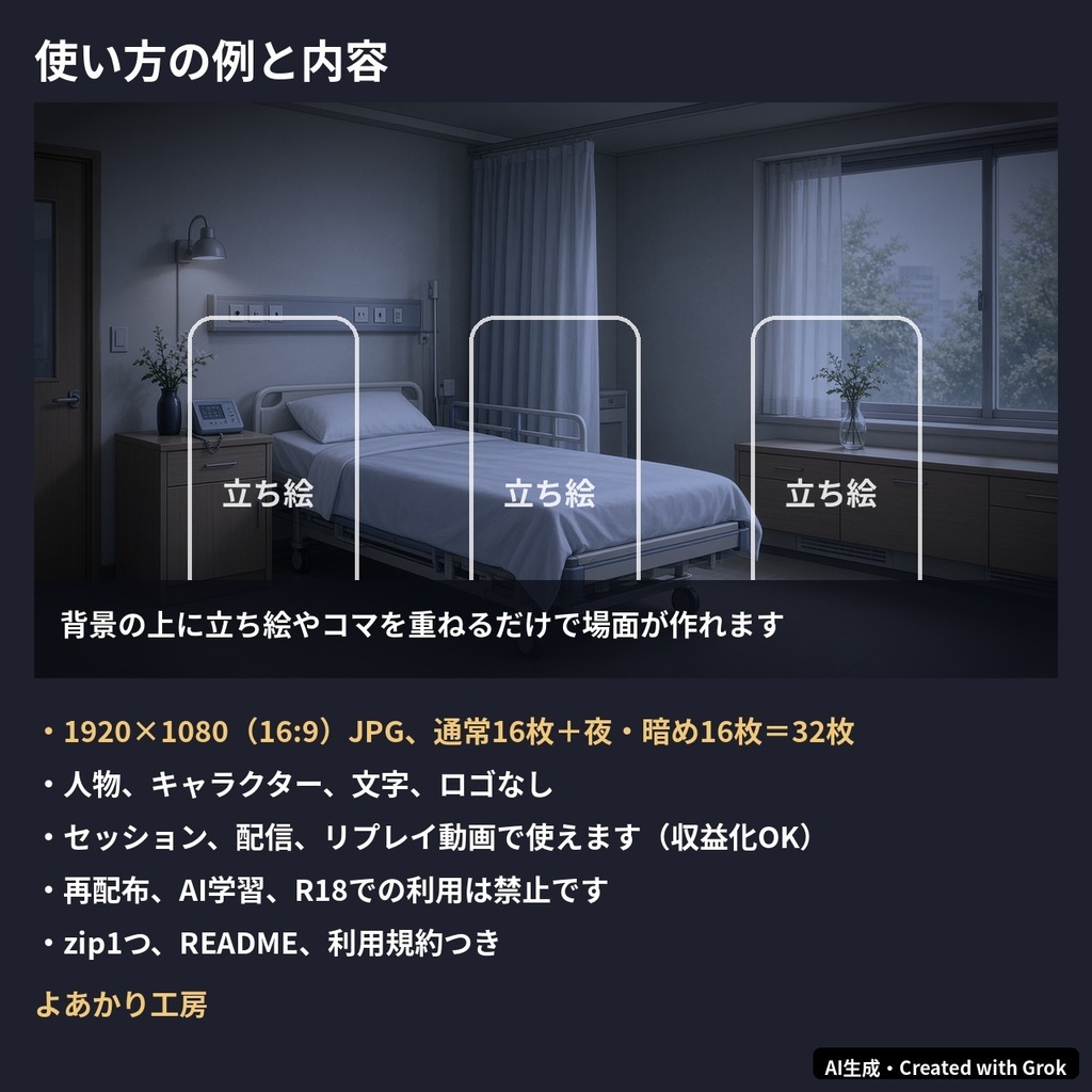 【TRPG・ココフォリア背景素材】現代日本の日常 32枚(教室、病院、駅、神社、廃屋ほか 通常+夜・暗め)【1920×1080/AI生成】
