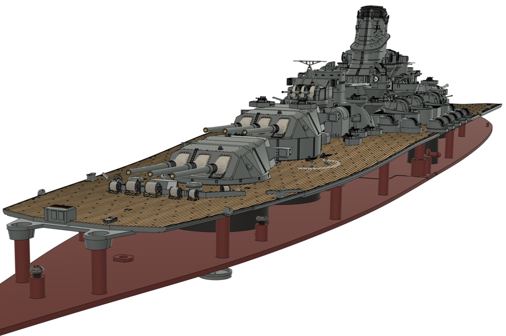 1/350 戦艦 大和 の作成途中のヤツｗｗの STLファイル