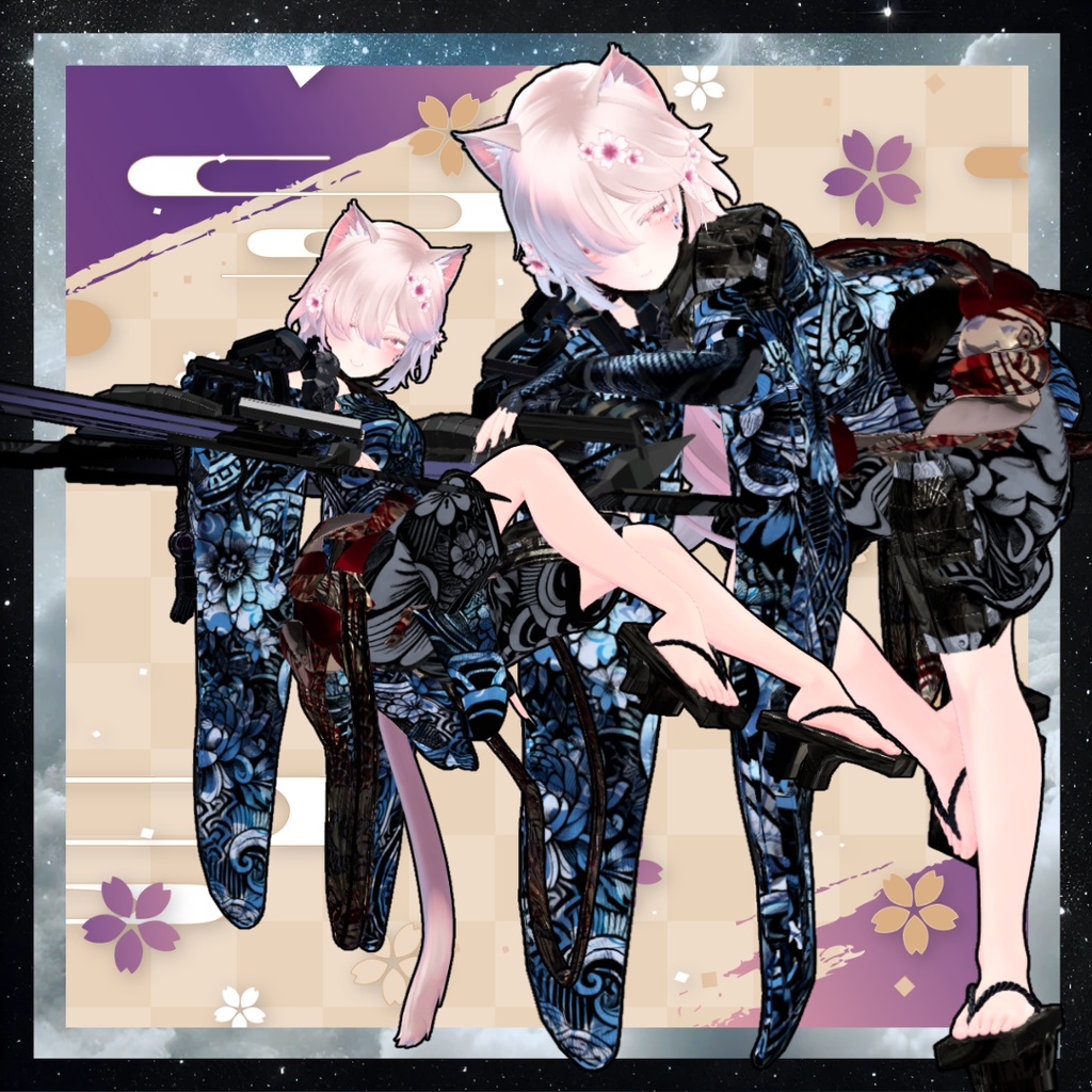 【14アバター対応!/ギミック付き!】和装 -月兎-