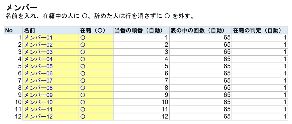 【無料】当番表 自動作成ツール(掃除・日直・ゴミ出しなどに/Excel・祝日入りカレンダー)
