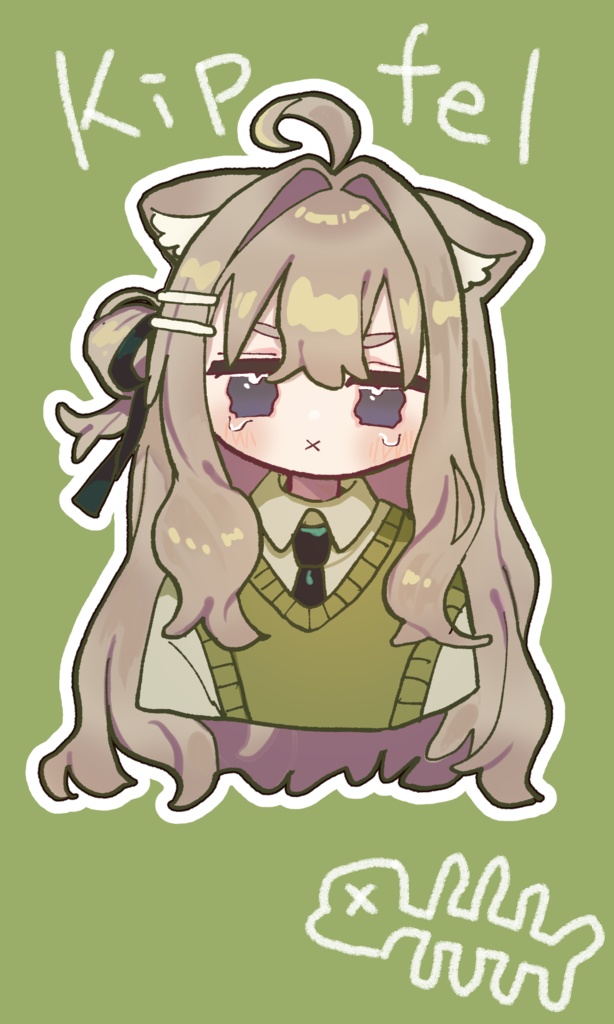 まめふれんず泣き顔ステッカー