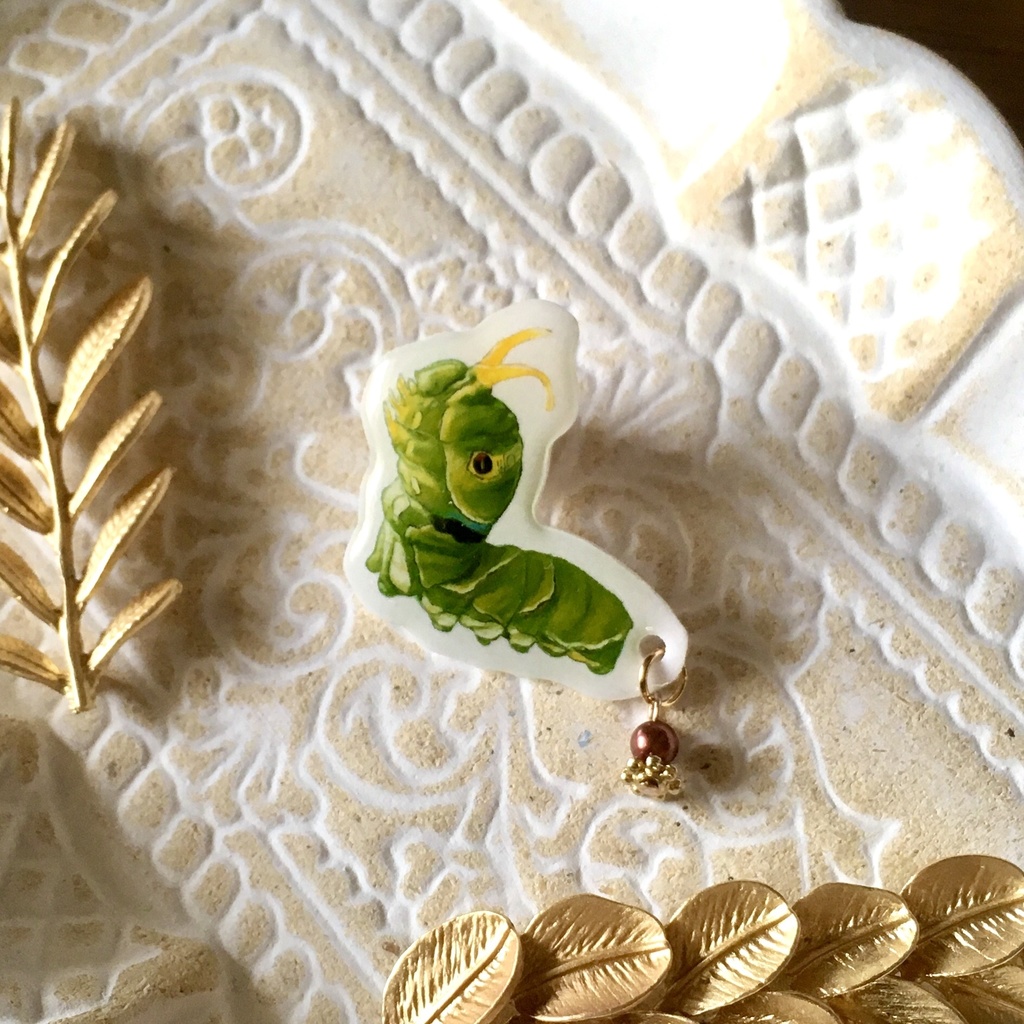 ナミアゲハ幼虫ピンバッジ
