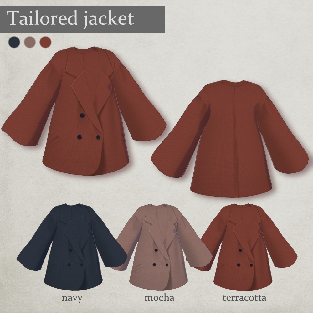 【VRoid正式版】テーラードジャケット&厚底ブーツセット