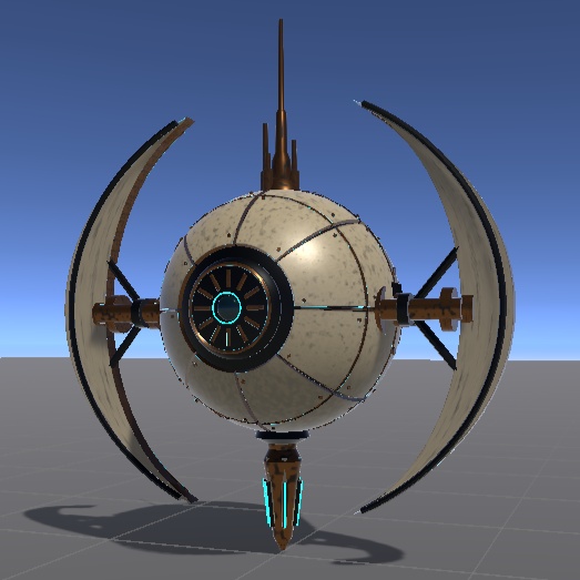 Vesper Scout|三日月フィンの球形ドローン 3Dモデル【Unity・3段階LOD】