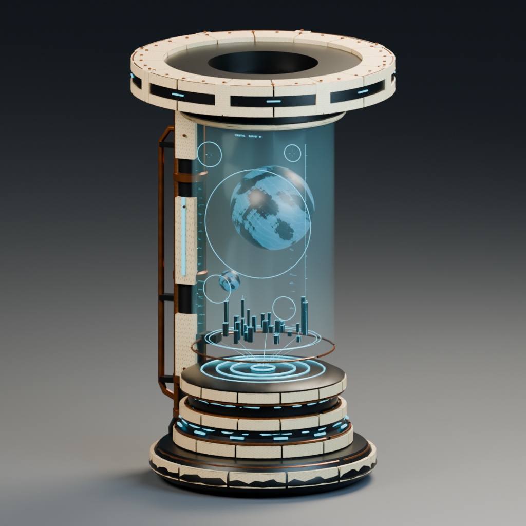 Orbis Relay|惑星ホログラムのSF展示端末 3Dモデル【Unity・3段階LOD】