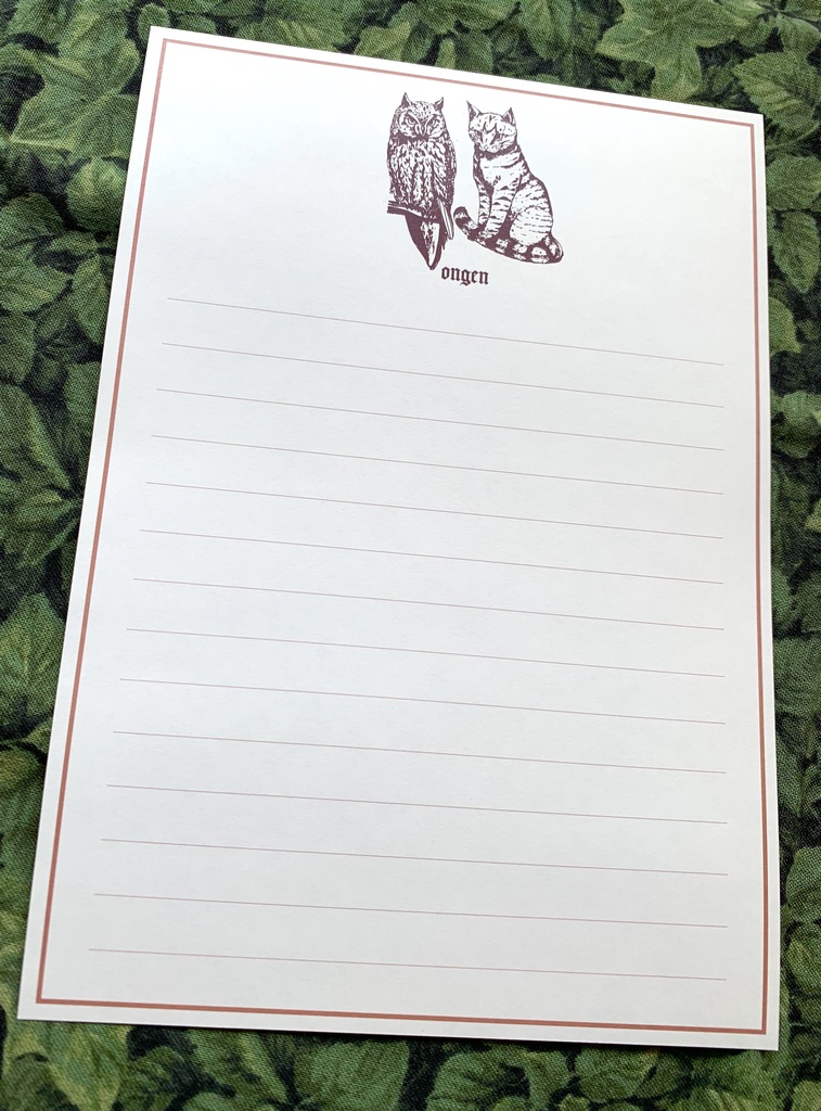 ミミズクと猫 瓜ふたつレターセット