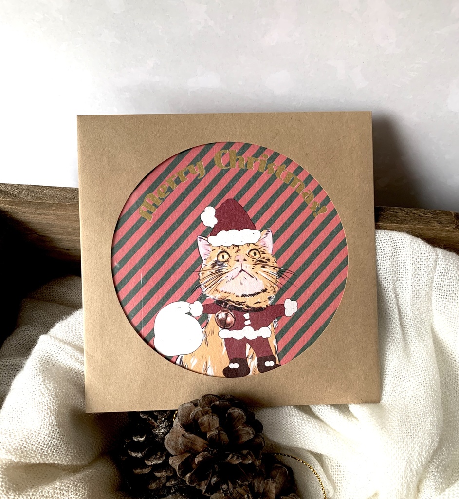 サンタスタイ猫のクリスマスカード