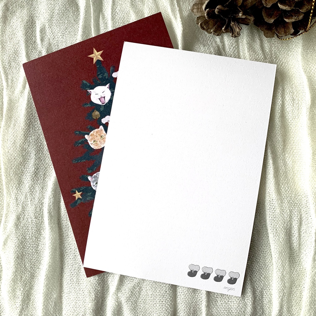 ねこツリーのクリスマスカード(3枚セット)