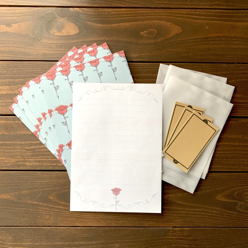 柔らかい、バラのレターセット